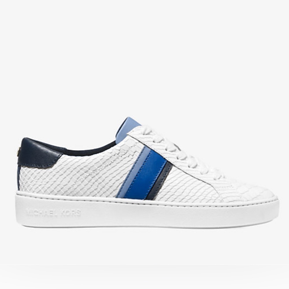 MICHAEL MICHAEL KORS Irving Stripe Snake-Embossed Leather Sneaker size 10